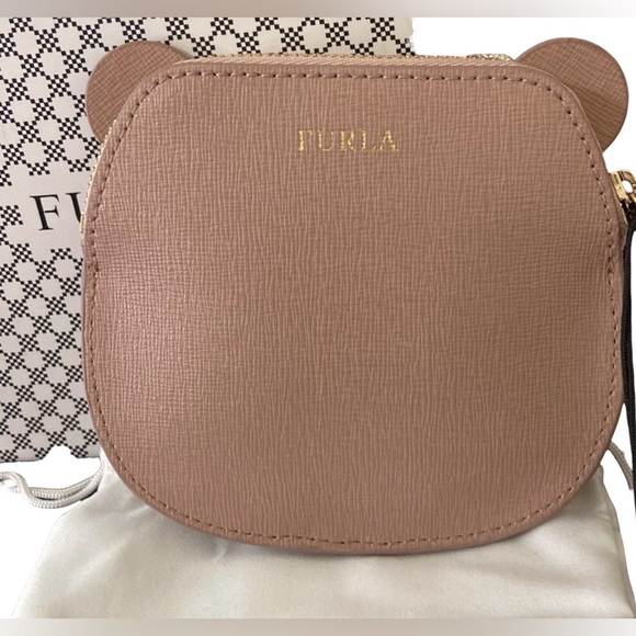 Furla Pink Bear Face Crossbody Bag with Sunglasses Patch - Picture 3 of 6